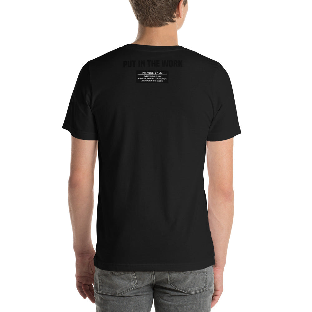 Short-Sleeve Fitness by JC Unisex T-Shirt (black font)