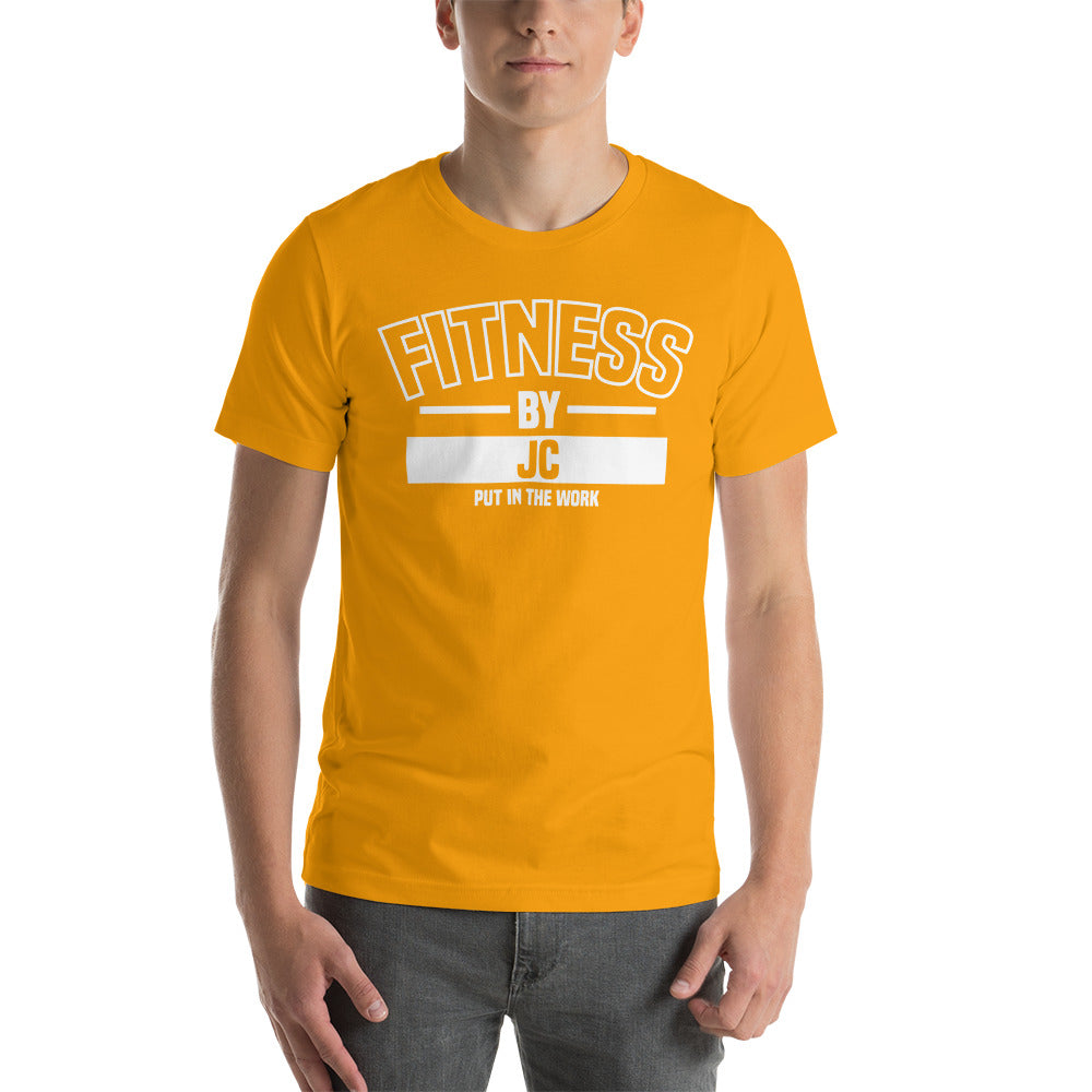 Short-Sleeve Fitness by JC Unisex T-Shirt (white font))